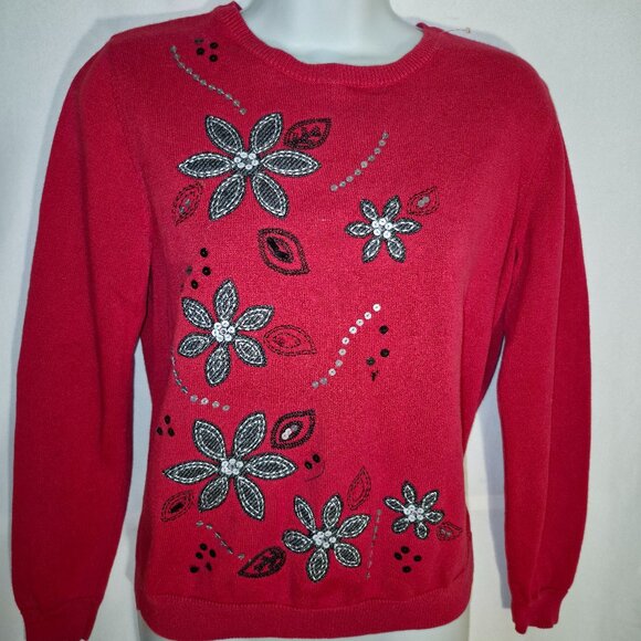 ALFRED DUNNER pretty Bling Sweater top, Red in size Medium-P - Picture 4 of 12
